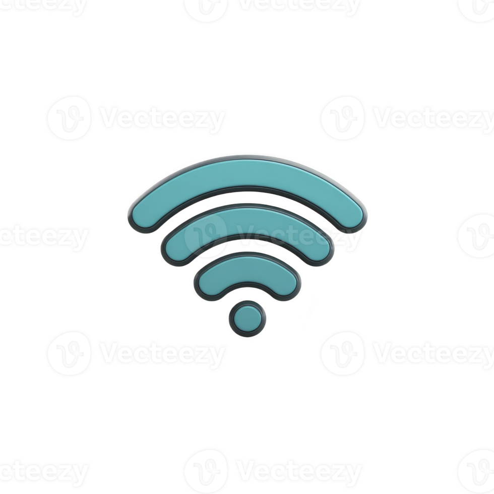 Blue Wi Fi symbol on transparency background represents wireless connectivity and internet access. icon features curved lines radiating from central point, symbolizing signal strength png