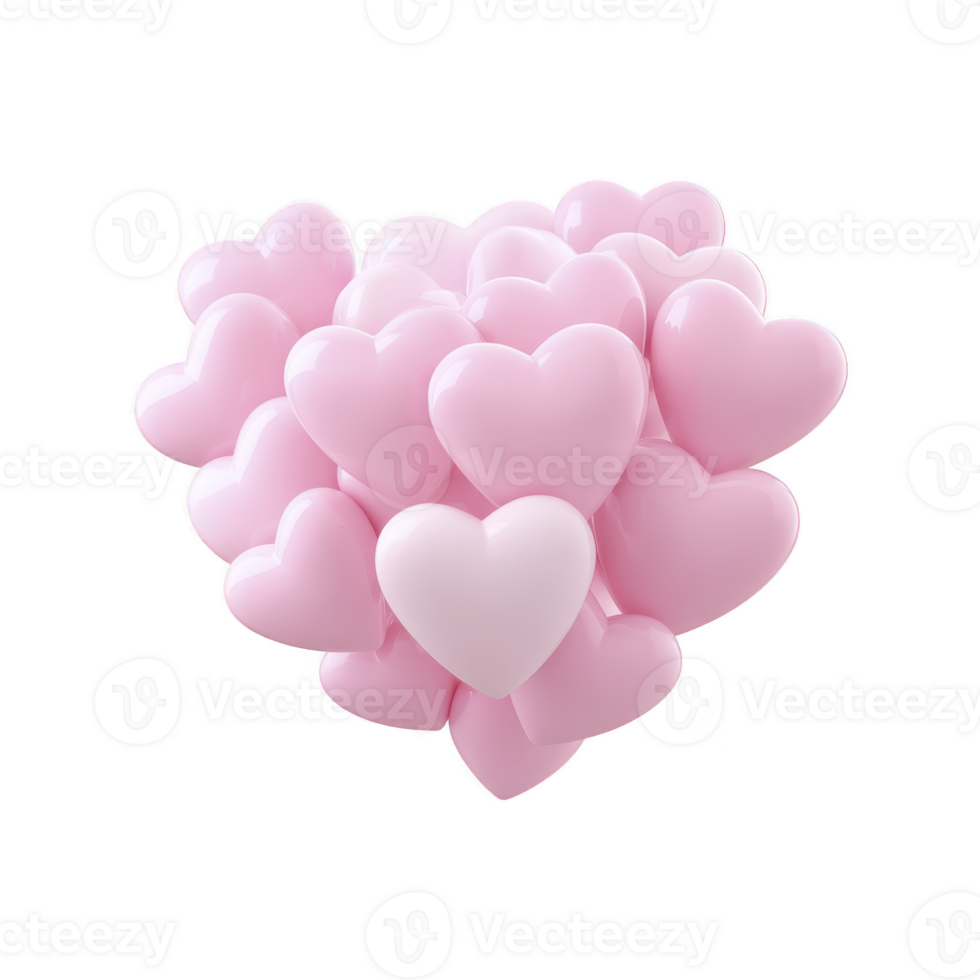 Cluster of pink heart shaped balloons creates romantic and joyful atmosphere, perfect for celebrations or expressing love and affection png