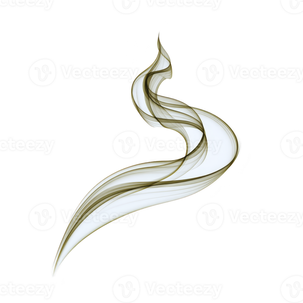 Swirling abstract design with flowing lines and dynamic shape, resembling stylized flame or smoke. image features blend of white and brown tones, creating sense of movement and elegance png