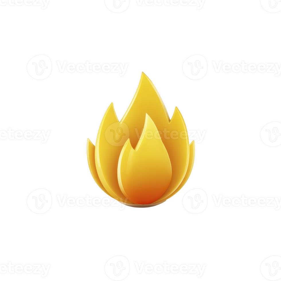 Stylized yellow and orange flame icon with smooth gradient, symbolizing fire or heat, isolated on transparency background. design is simple and modern, conveying warmth and energy png