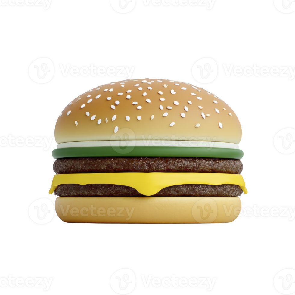 Delicious cheeseburger with sesame seed bun, juicy beef patty, melted cheese, and fresh cucumber slice. Perfect for fast food lovers png