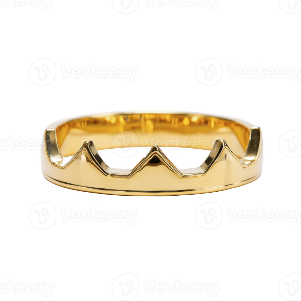 Sleek gold ring with crown like design, featuring sharp geometric peaks and polished finish, exuding elegance and sophistication. Perfect for modern, stylish look png