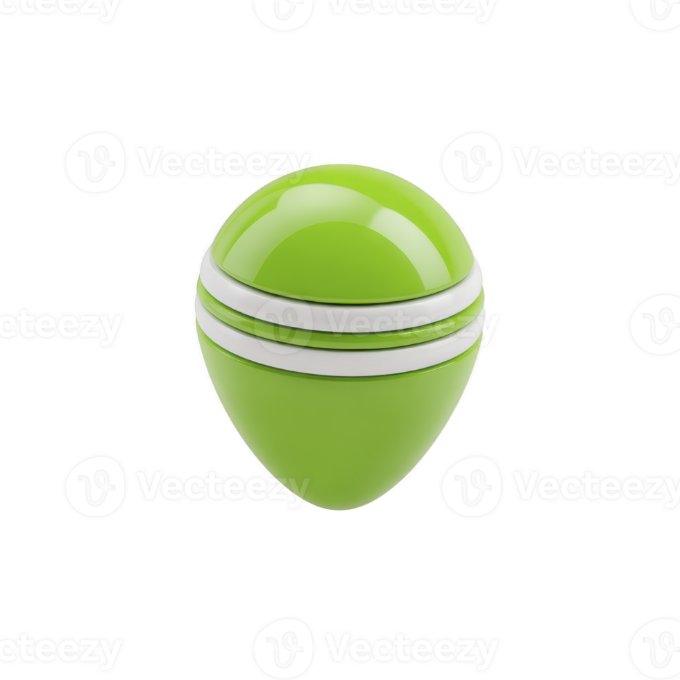 Green, egg shaped container with glossy finish and white accents, designed for storage or decorative purposes. Its modern and sleek design makes it versatile for various uses png