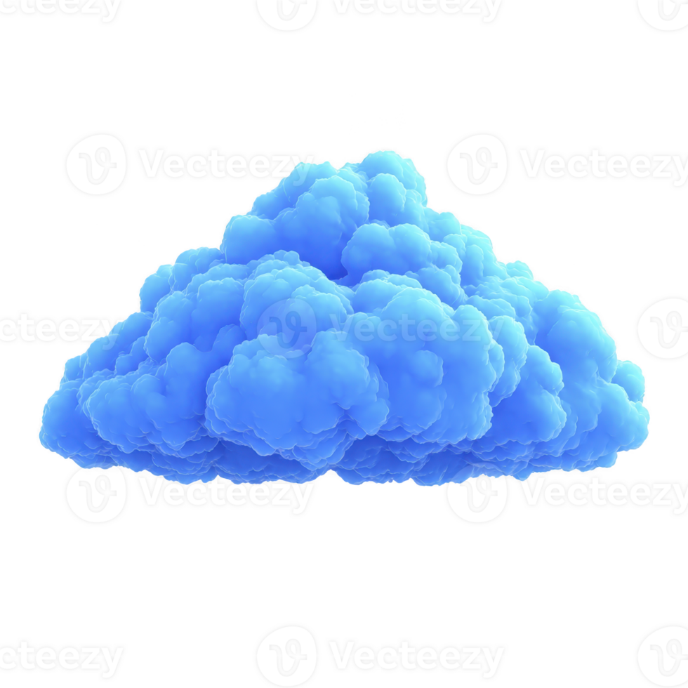 Fluffy, vibrant blue cloud with soft, cotton like texture floats against transparent background, evoking sense of calm and imagination png