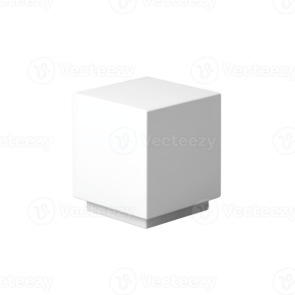 Minimalist white cube with smooth surface, possibly decorative object or modern sculpture, isolated on transparency background png