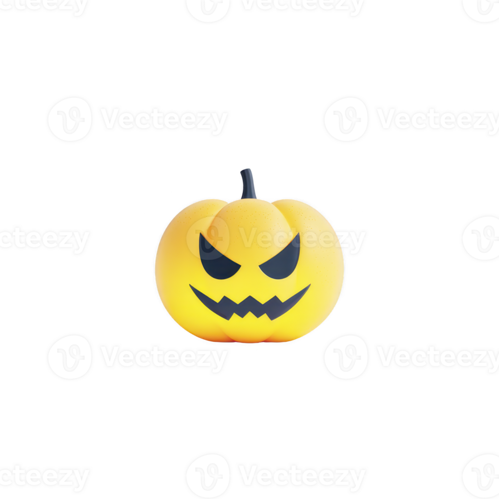 Glowing yellow pumpkin with menacing face, featuring sharp eyes and jagged mouth, perfect for Halloween decorations. eerie expression adds spooky touch to festive settings png