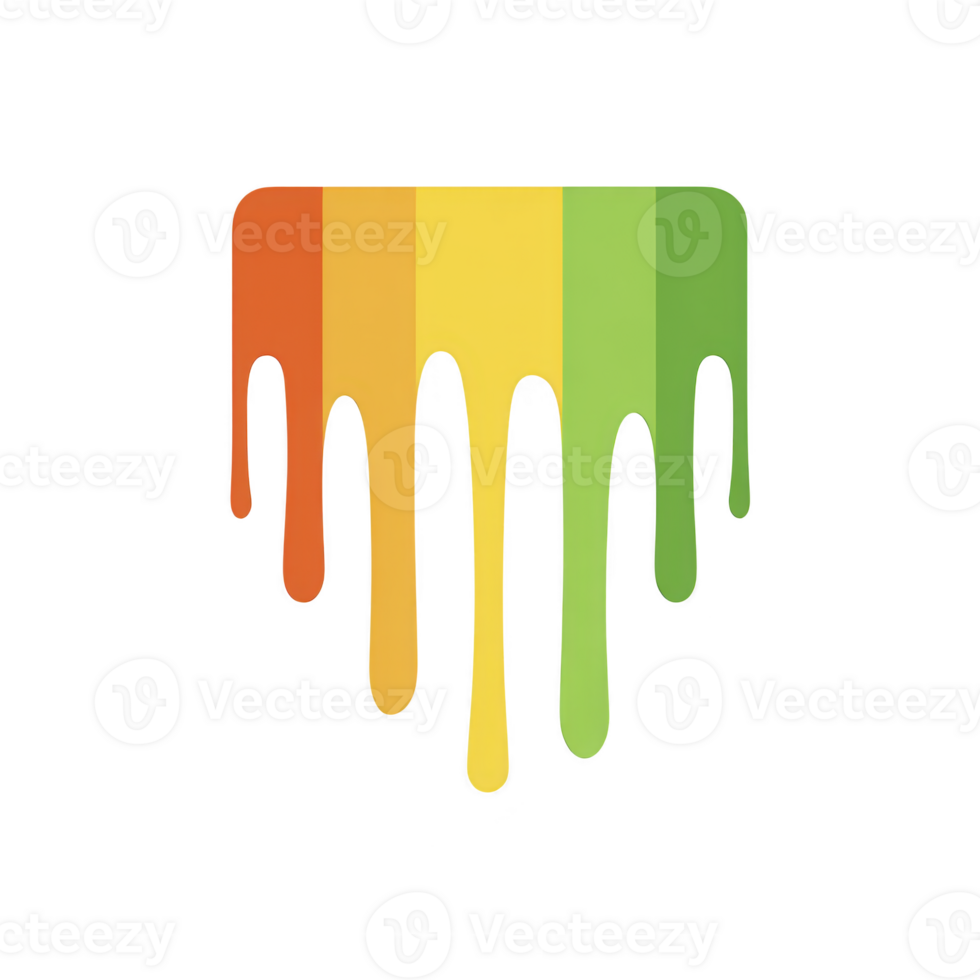 Vibrant, dripping paint design features vertical stripes in orange, yellow, and green, creating dynamic and artistic effect. colors blend seamlessly, evoking creativity and energy png