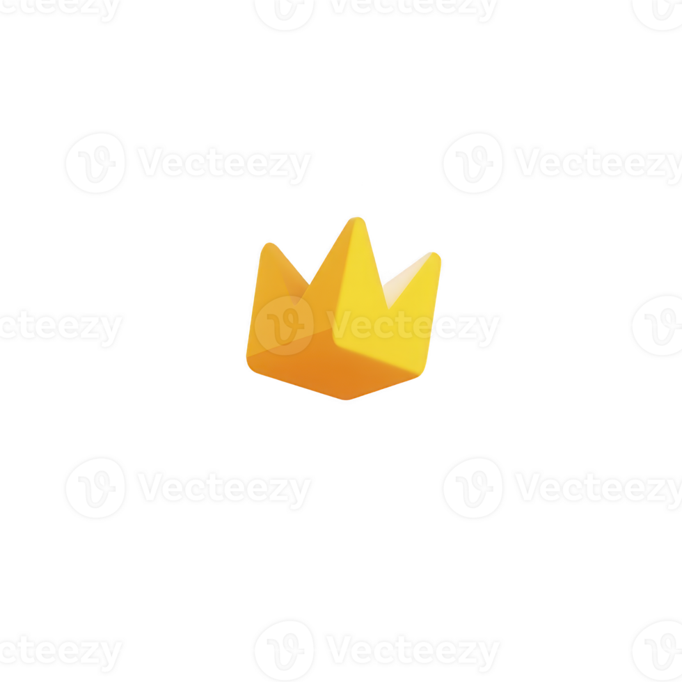 3D illustration of yellow crown with minimalist design, floating against transparency background. crown simple geometric shape gives it modern and playful appearance png