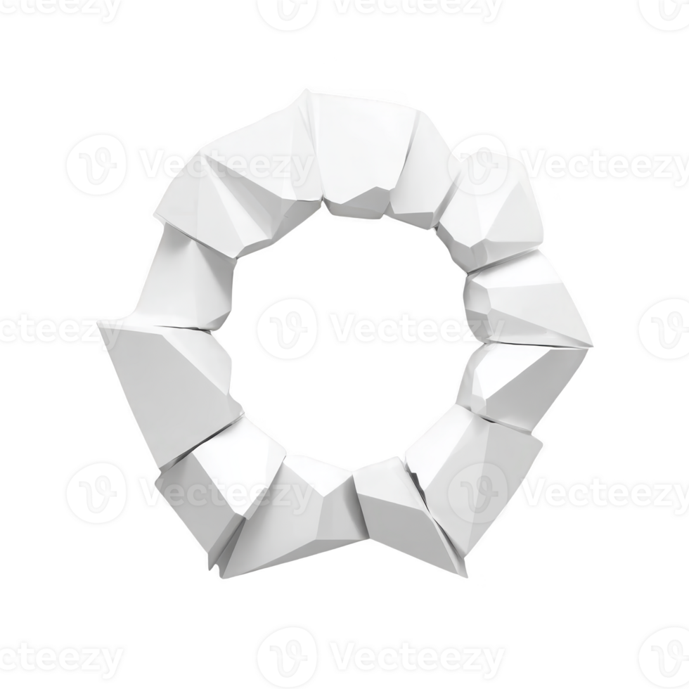 Geometric, white, polygonal ring with modern, abstract design, featuring sharp edges and hollow center, set against plain background png