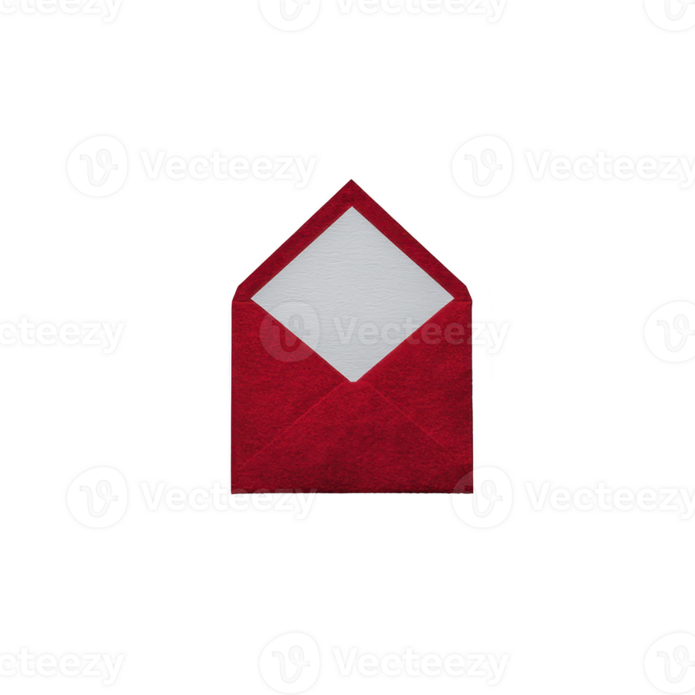 Red envelope with white card inside is displayed against plain background, symbolizing communication and invitation. vibrant color adds festive touch to simple design png