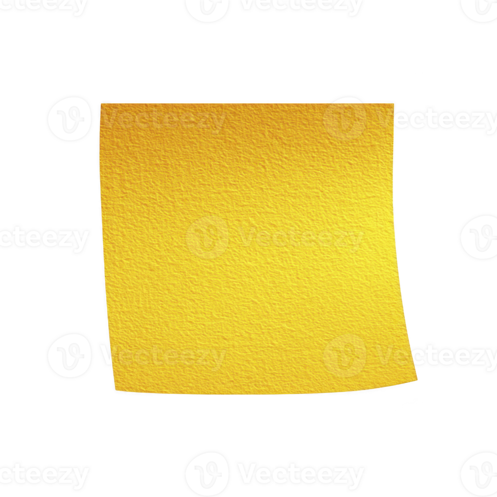 Single yellow sticky note with textured surface is isolated on transparency background, perfect for reminders or messages png