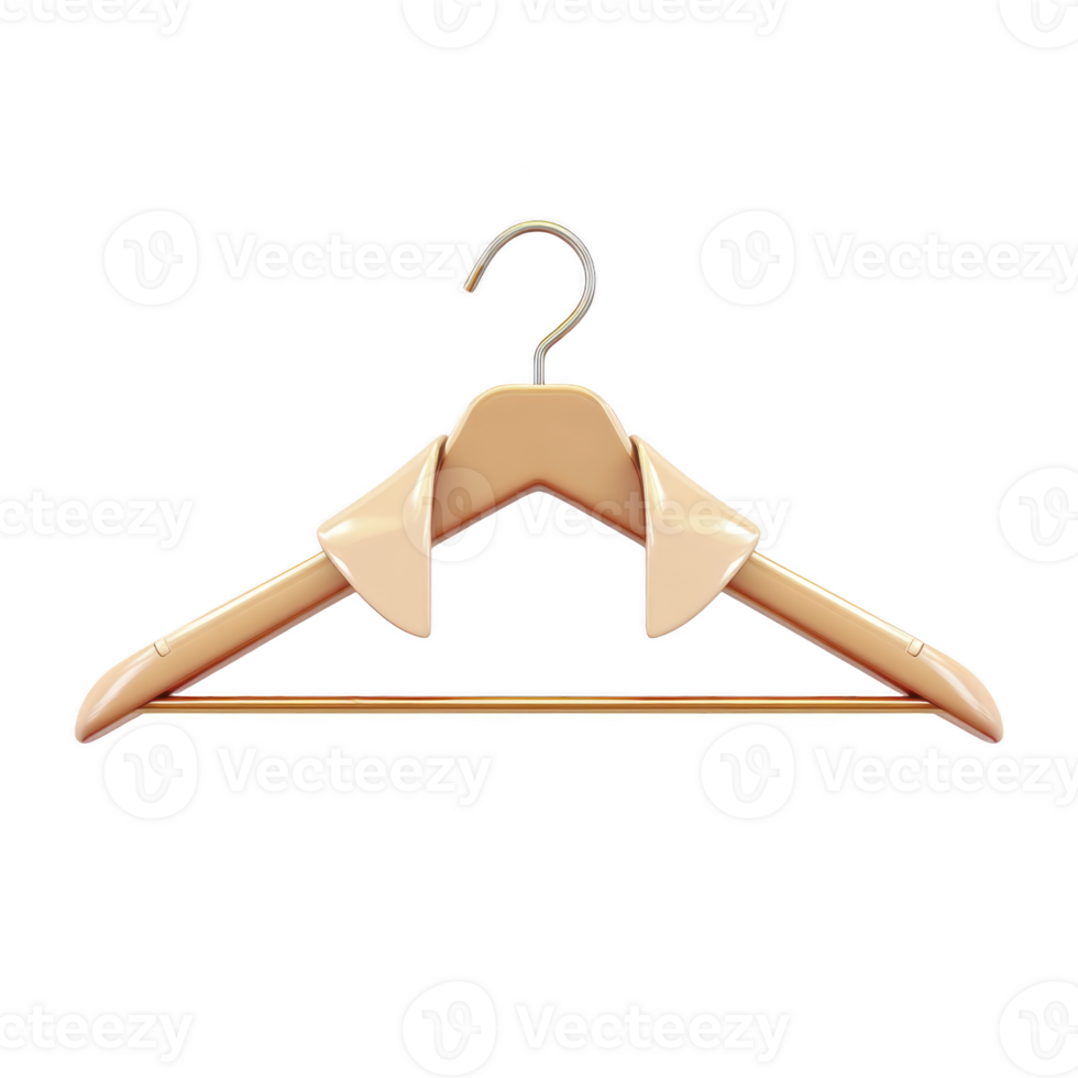 Beige plastic clothes hanger with metal hook is displayed against transparency background, showcasing its simple and functional design png