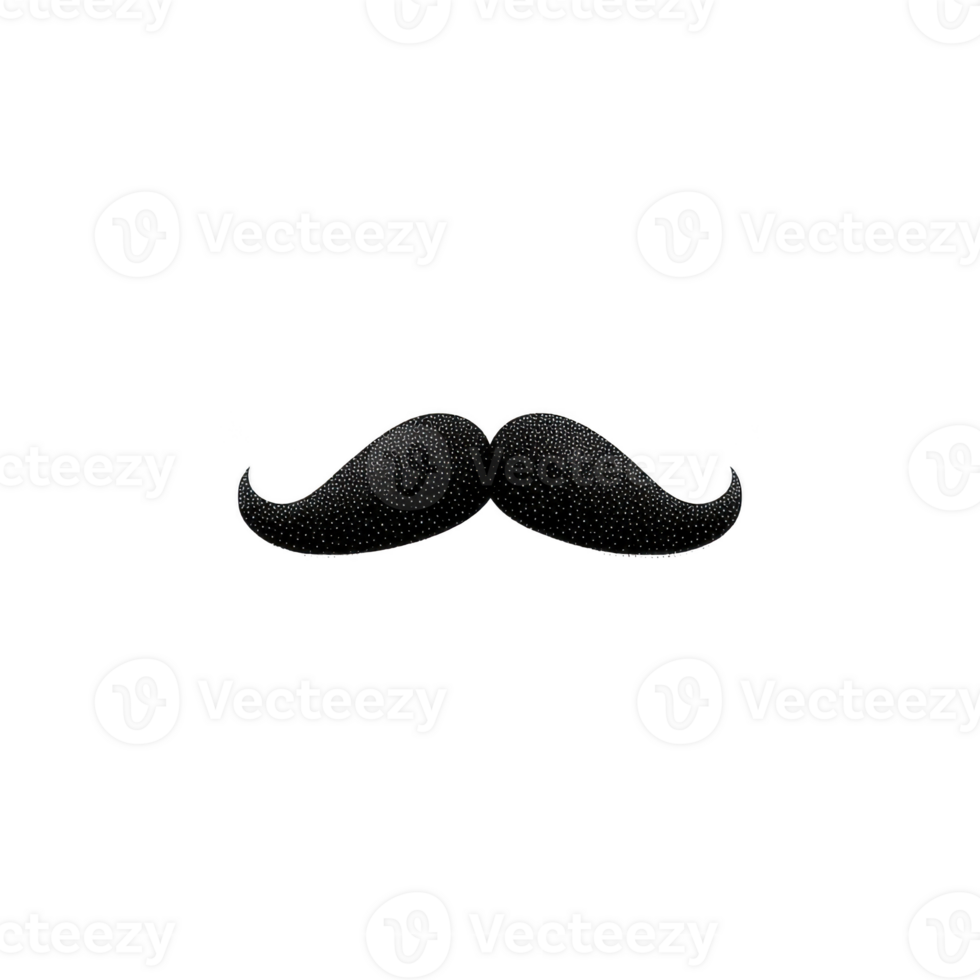 Black vintage style mustache illustration on transparent background, often used for playful or retro themed designs. simple and classic shape adds touch of humor and nostalgia png