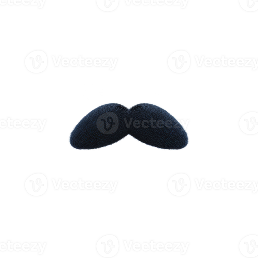 Black mustache illustration on transparent background, showcasing classic and simple design. mustache is symmetrical and has slightly curved shape, often associated with vintage or retro styles png