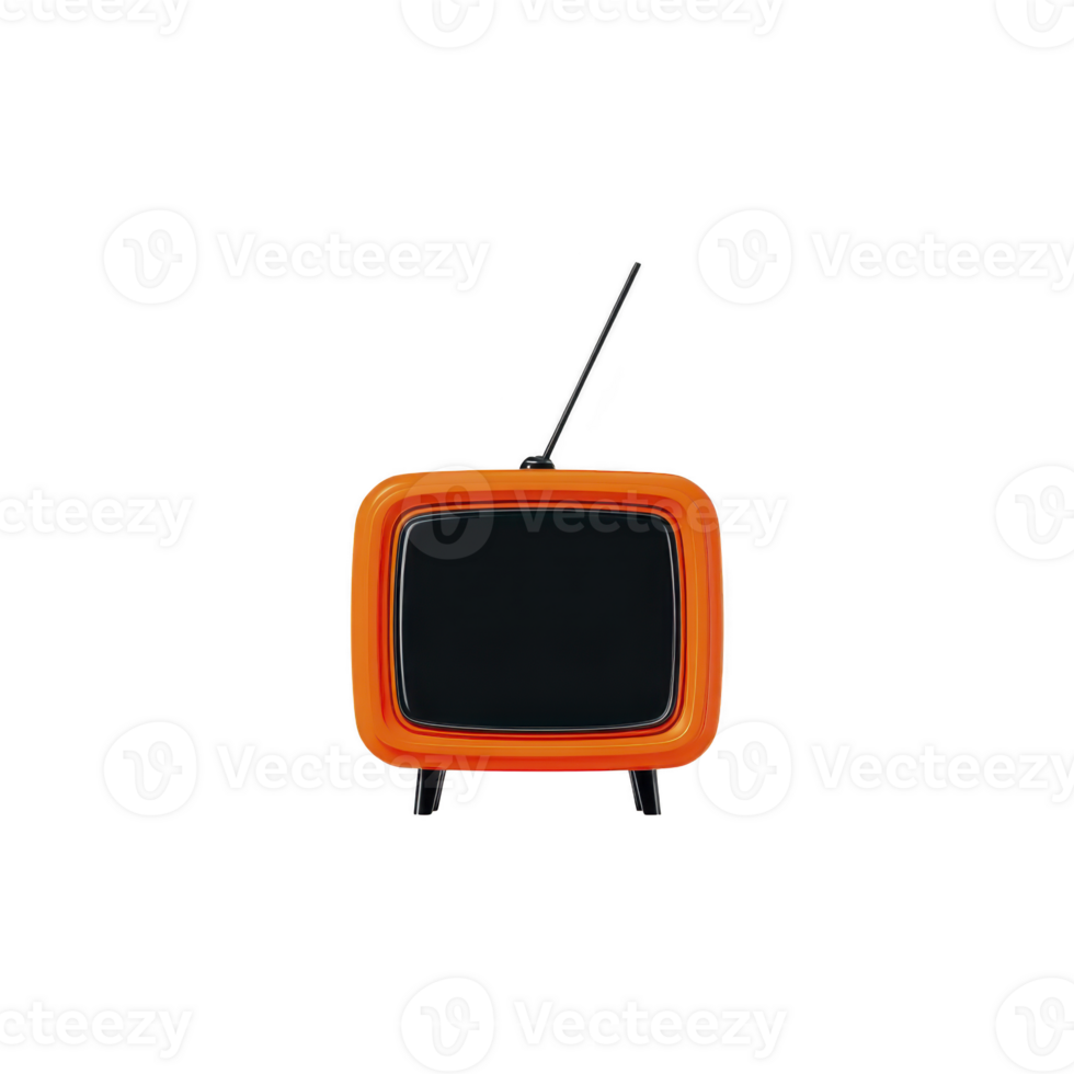 Retro orange television with antenna evokes nostalgia and vintage charm. classic design and bold color make it standout piece, reminiscent of mid 20th century style png