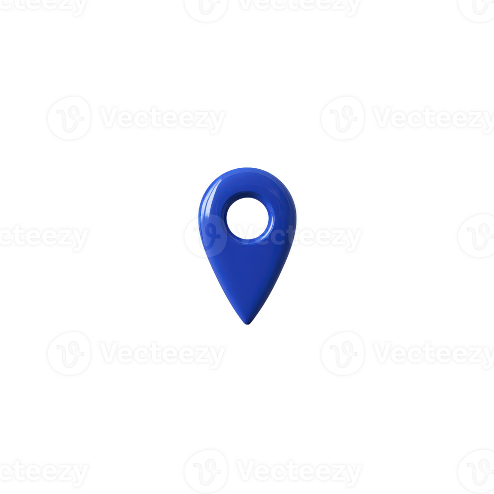 Blue map pin icon isolated on transparency background, symbolizing location or navigation. simple design is commonly used in digital maps and applications png