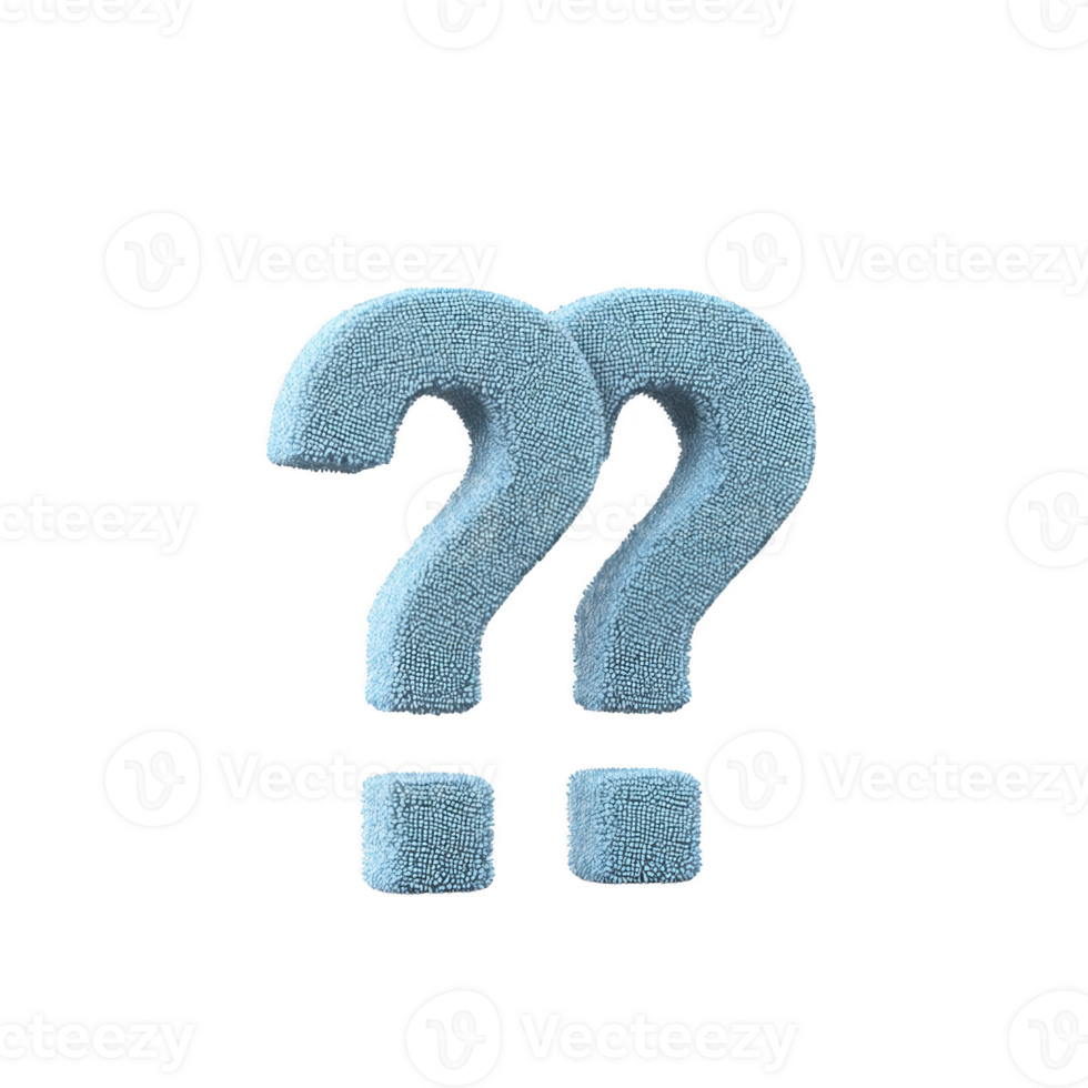 Textured blue question mark and exclamation mark stand out against transparency background, creating sense of curiosity and surprise png