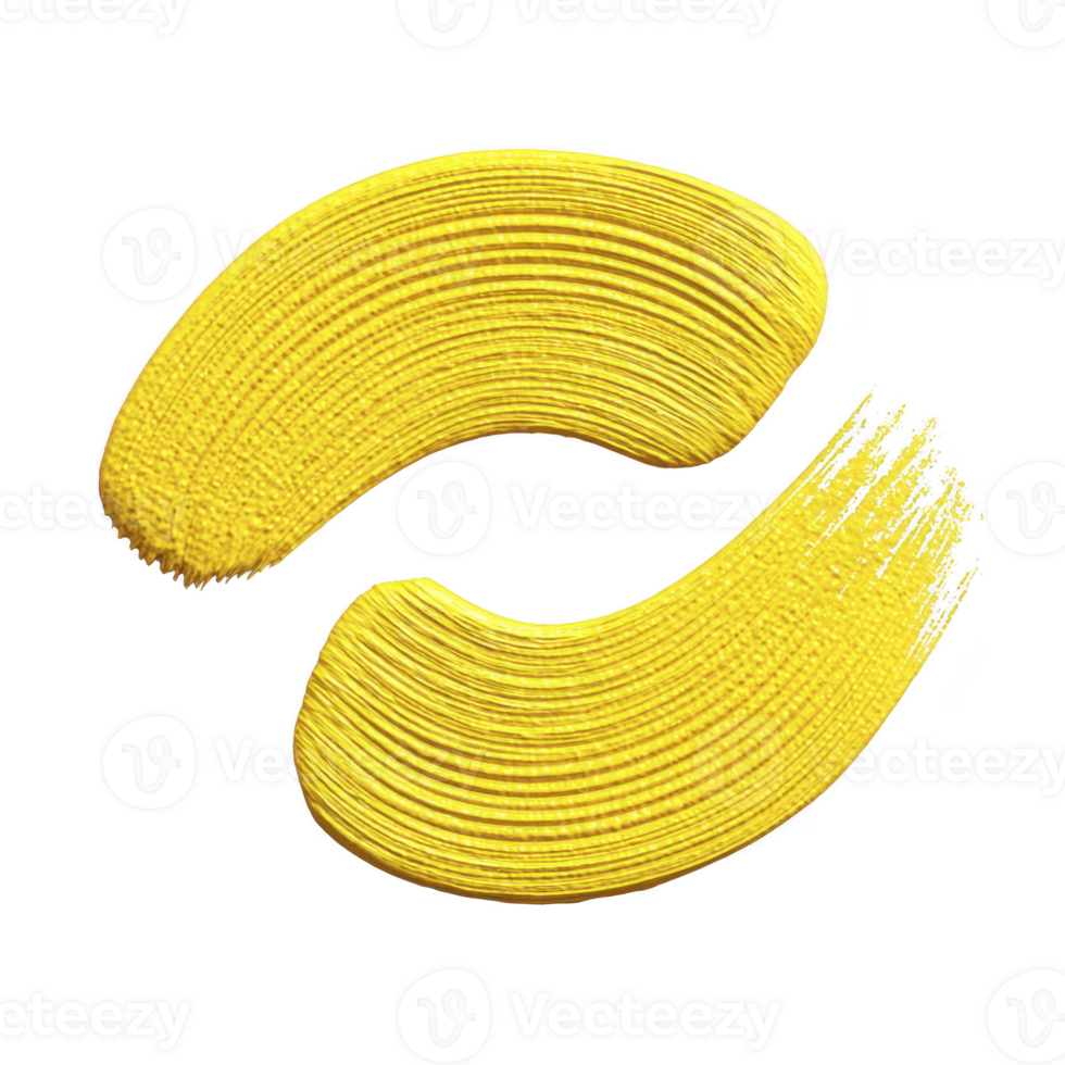 Yellow paint brush strokes on transparent background create dynamic and artistic design. vibrant color and textured strokes add creative flair png