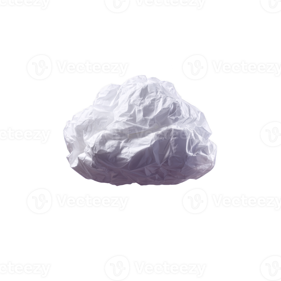 Crumpled white paper ball isolated on transparency background, resembling cloud. texture and shape create abstract and creative visual, evoking sense of imagination png