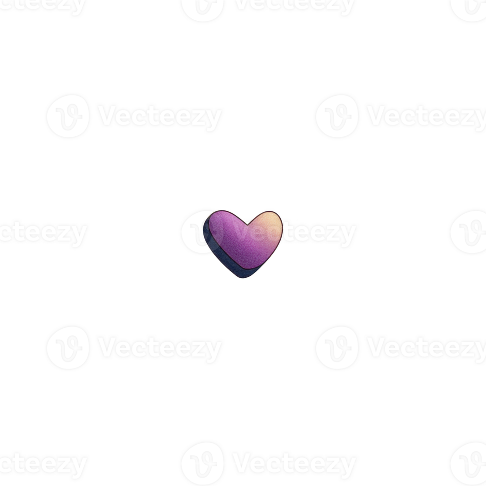 Small, vibrant heart icon with gradient of purple and orange hues, symbolizing love and affection. heart is centered on transparent background, making it versatile for various uses png