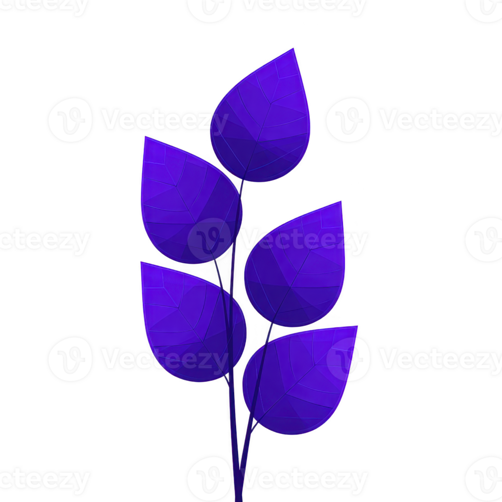 Vibrant illustration of plant with geometric, polygonal leaves in striking shade of blue, set against transparent background. design is modern and artistic png