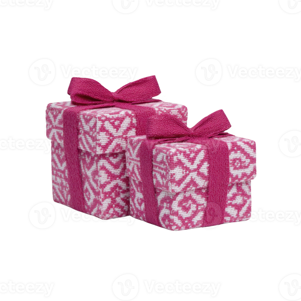 Two beautifully wrapped pink gift boxes with intricate patterns and matching ribbons are stacked together, creating festive and joyful atmosphere. Perfect for celebrations and special occasions png