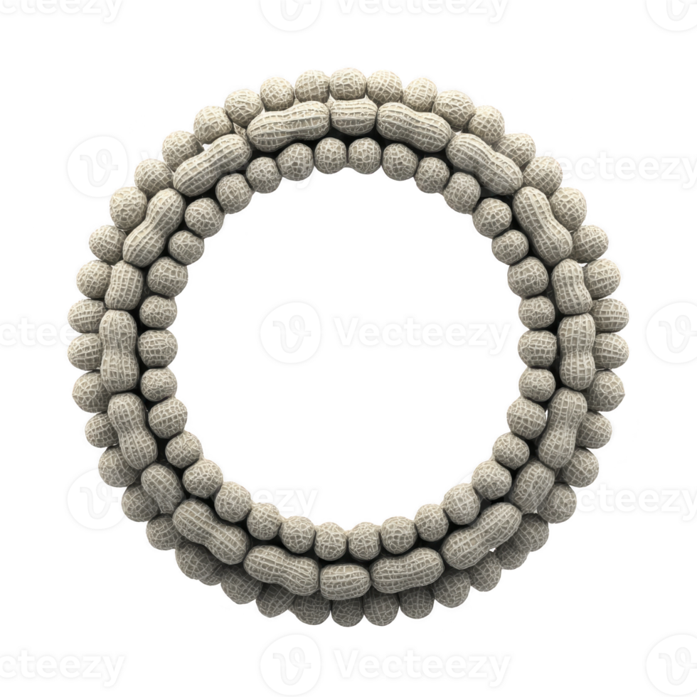 Circular arrangement of textured, beige, cylindrical objects forms symmetrical pattern, resembling woven or knitted design. intricate structure creates visually appealing and harmonious png