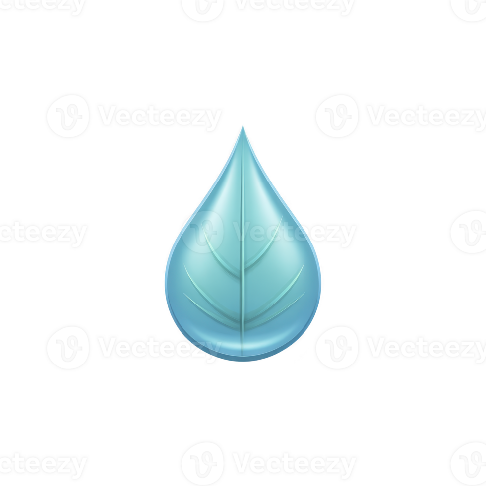 Blue, stylized leaf icon with glossy finish and pointed tip, symbolizing nature and freshness. design is simple and modern, suitable for eco friendly themes png
