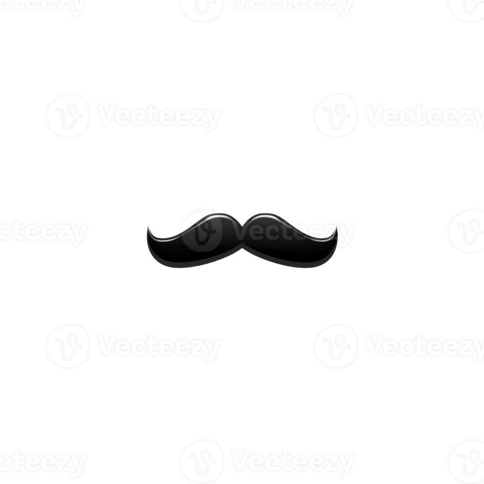 Black mustache illustration on transparent background, symbolizing masculinity and style. simple design is often used in logos, icons, or as playful graphic element png
