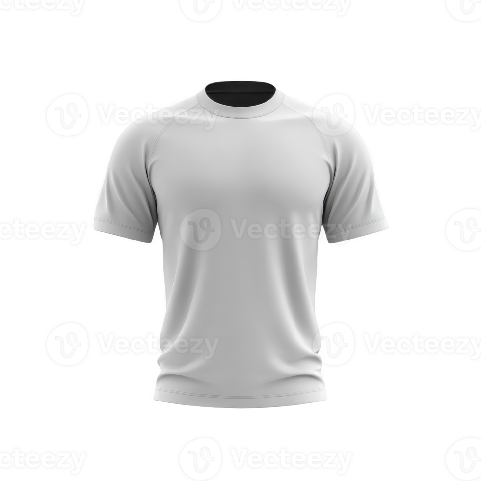 Plain white t shirt with short sleeves and round neckline is displayed against transparent background, showcasing its simple and classic design png