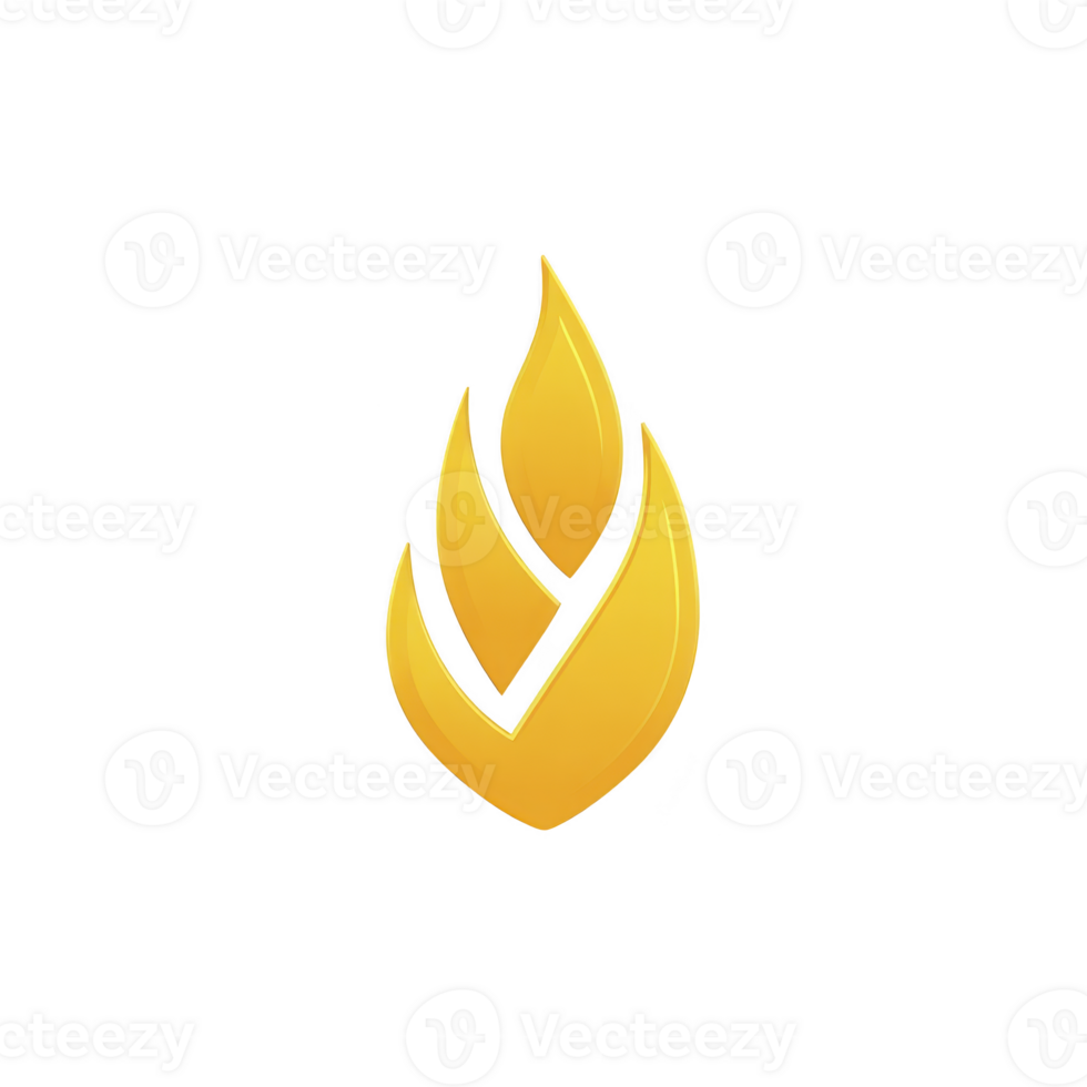 Sleek, abstract yellow flame logo design on transparency background, symbolizing energy and creativity. minimalist style and vibrant color convey warmth and innovation png