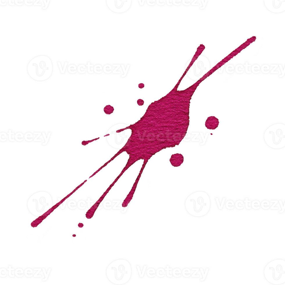 Vibrant magenta paint splatter with dynamic drips and splashes on transparent background, conveying creativity and energy png