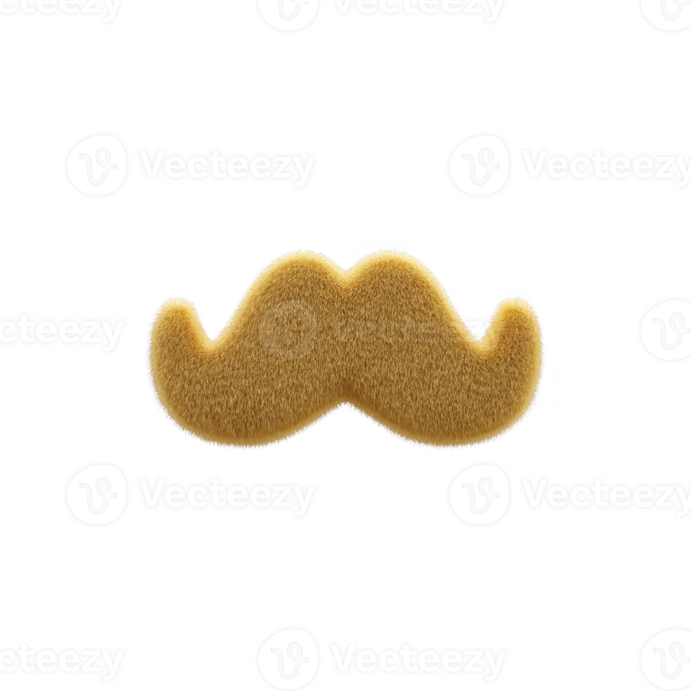 Fluffy, brown mustache with classic curled design, isolated on transparency background, evokes playful and whimsical feel. Perfect for costume or novelty use png