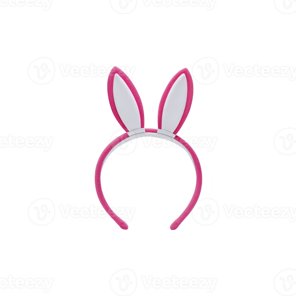Pink and white bunny ears headband with playful design, perfect for costumes or festive occasions. headband features soft, plush material for comfortable wear png
