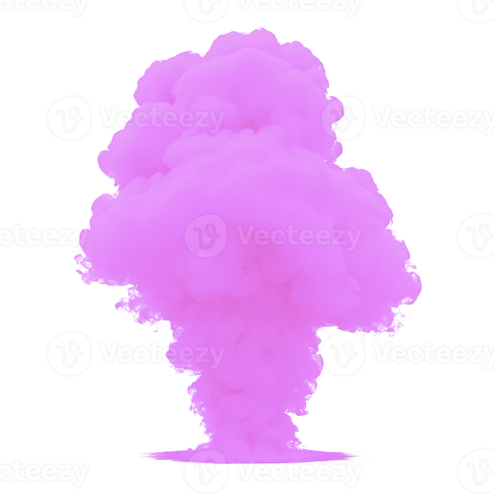 Vibrant pink smoke cloud billows upward, creating dramatic and dynamic visual effect against transparent background. soft, fluffy texture of smoke adds sense of movement and energy png