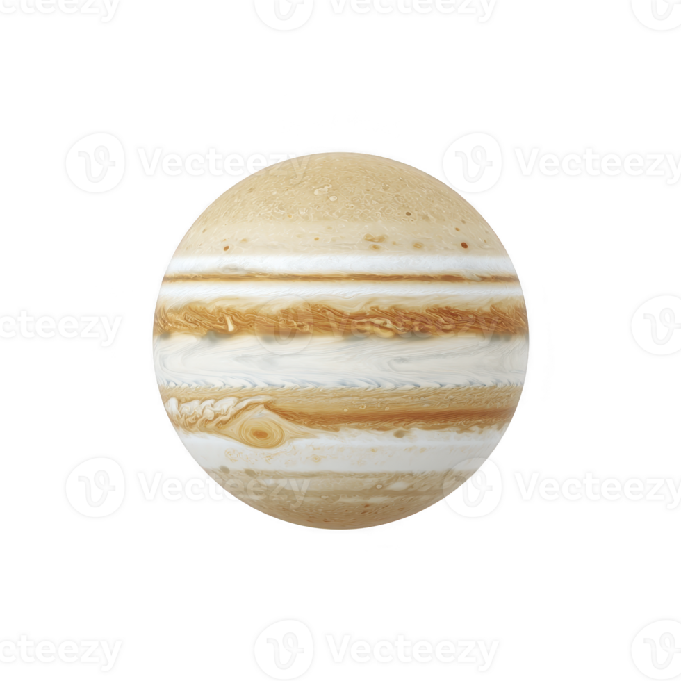 Creative depiction of planet like object resembling Jupiter, with swirling brown and white patterns on egg shape, set against transparency background png
