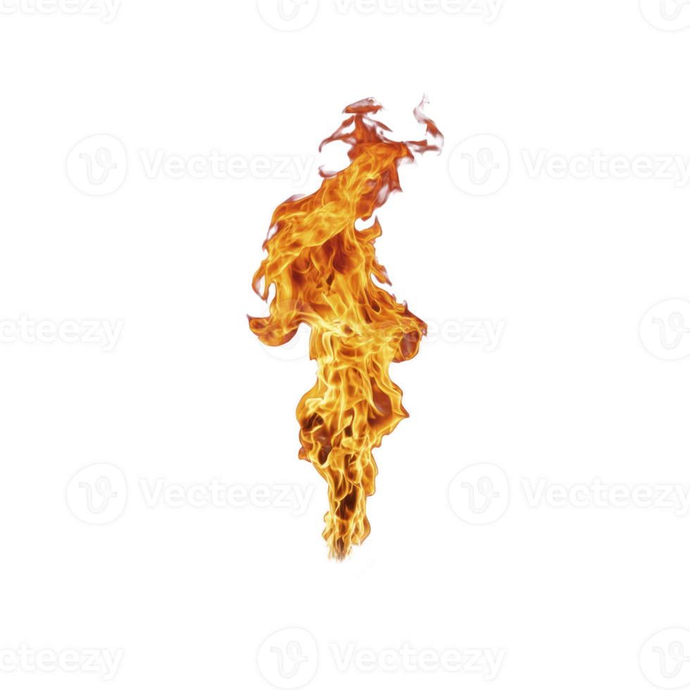 Vibrant, isolated flame with dynamic, swirling patterns against transparent background, evoking warmth and energy. Perfect for creative projects needing fiery element png