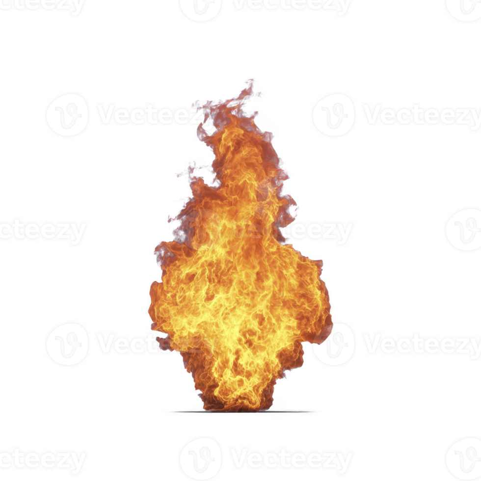 Vibrant, isolated flame with dynamic orange and yellow hues, set against transparent background, creating dramatic and intense visual effect png