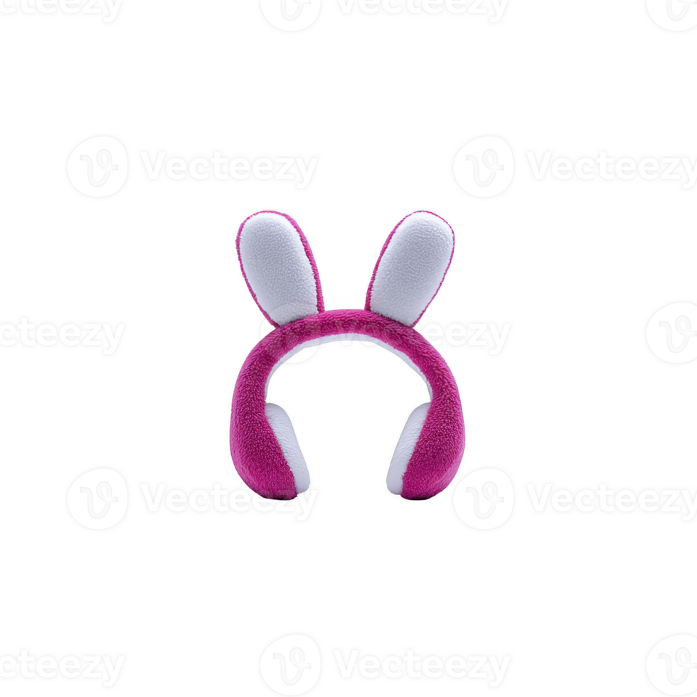 Cute pink and white bunny ear headband isolated on transparency background, perfect for playful costumes or festive occasions png