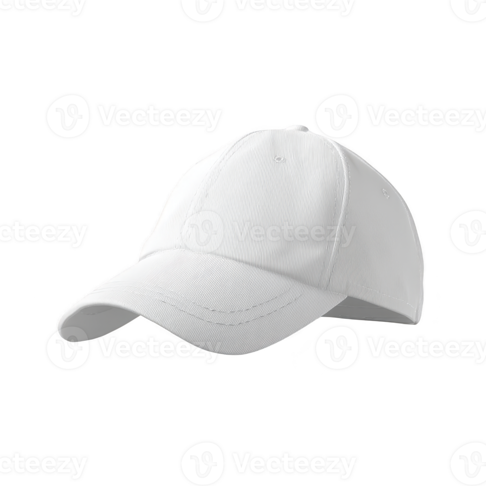 Plain white baseball cap with curved brim and adjustable strap, perfect for casual wear or outdoor activities. simple design makes it versatile and easy to pair with any outfit png