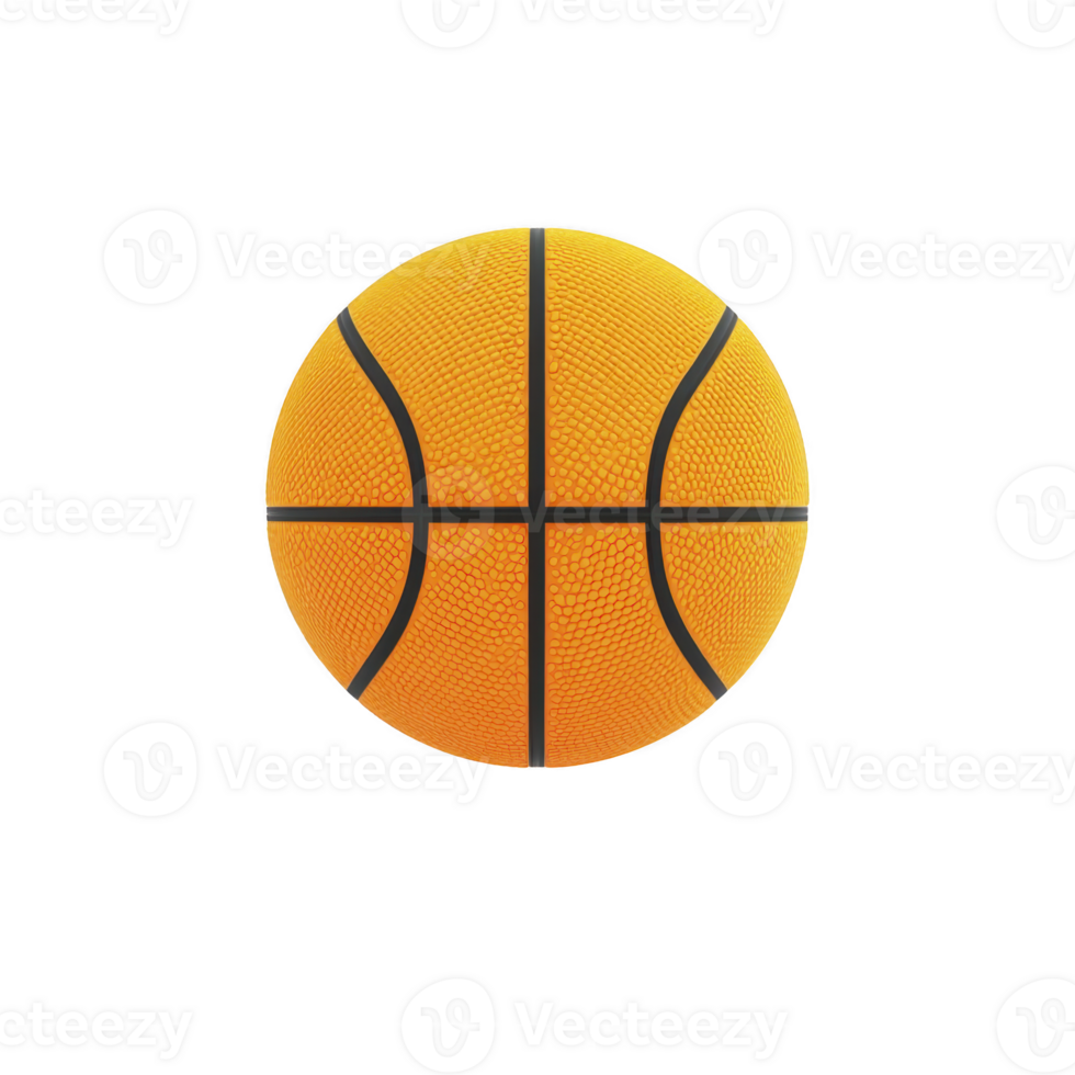 Vibrant orange basketball with black lines, isolated on transparency background, showcasing its textured surface and classic design. Perfect for sports themed projects or athletic promotions png