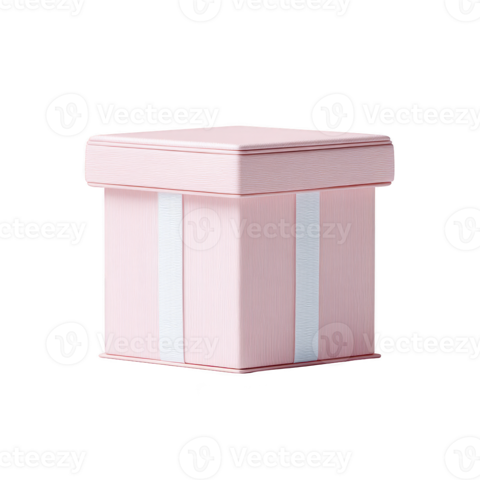 Pink gift box with white ribbon is elegantly displayed, perfect for special occasions like birthdays or weddings. box simple yet charming design adds touch of sophistication to any celebration png