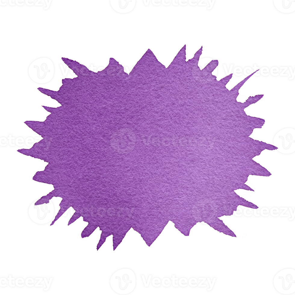Vibrant purple watercolor splash with jagged edges creates dynamic and artistic effect, perfect for creative backgrounds or design elements png