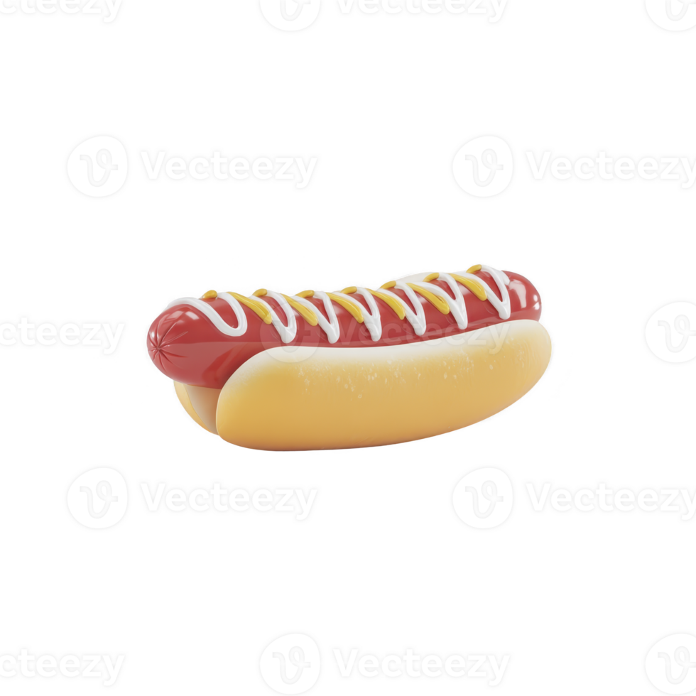 Delicious hot dog topped with ketchup and mustard in soft bun, isolated on transparency background. vibrant colors and appetizing appearance make it perfect for food related content png