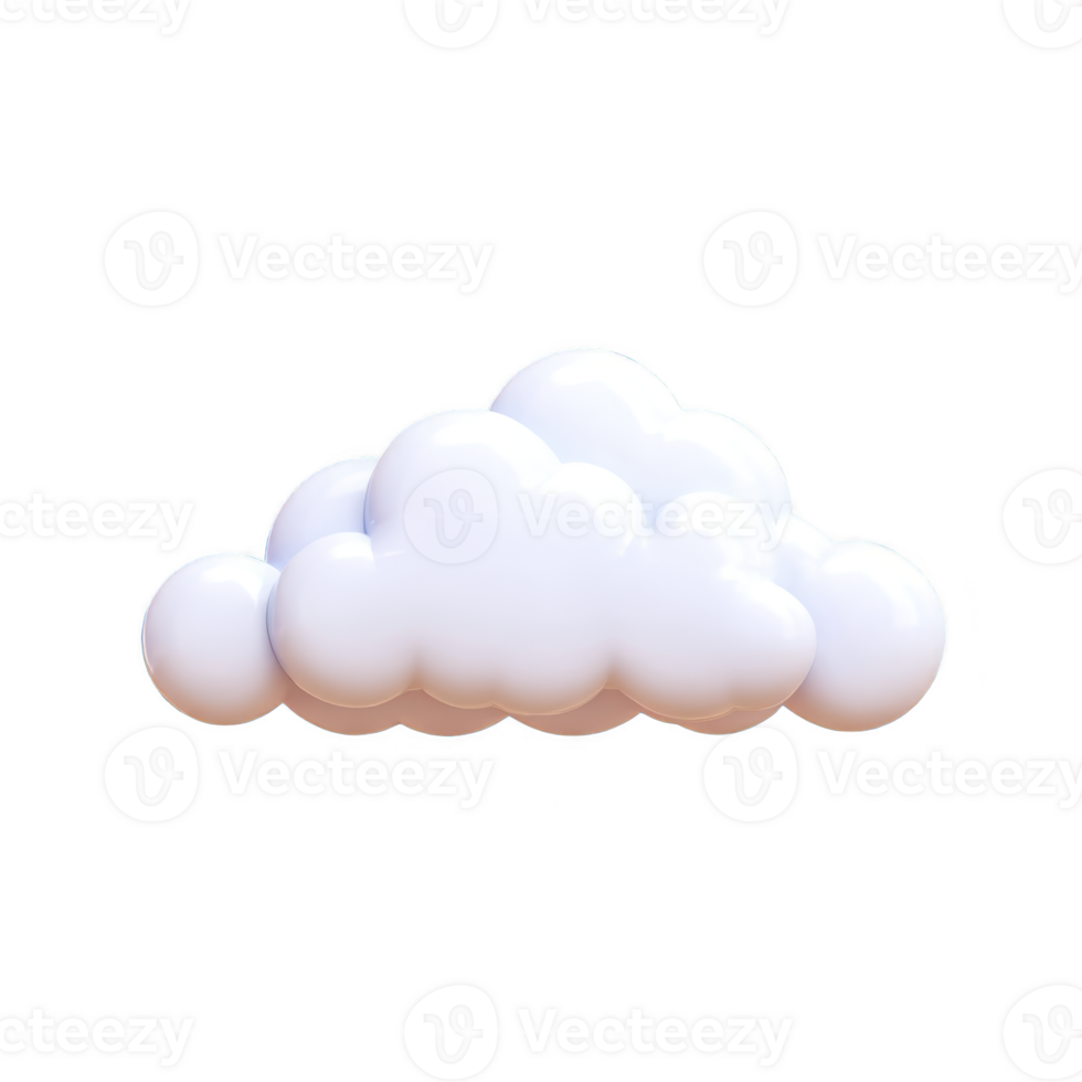 Fluffy white cloud illustration with smooth, glossy texture, floating against transparent background. cloud has soft, rounded shape, evoking sense of calm and serenity png