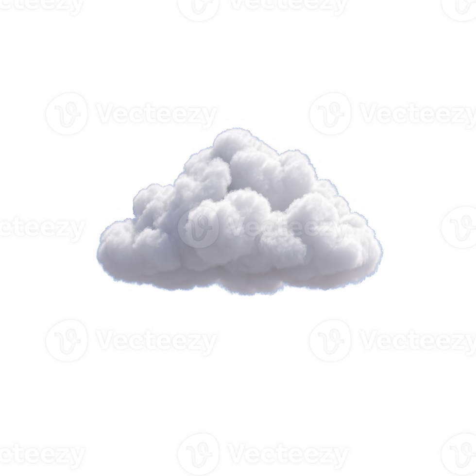 Fluffy white cloud floats against clear sky, showcasing its soft and airy texture. cloud appears isolated, emphasizing its shape and volume png