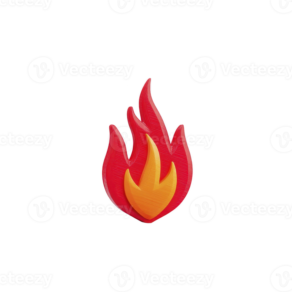 Vibrant red and orange flame icon with stylized design, symbolizing heat or energy. flame has smooth, glossy texture, giving it modern and dynamic appearance png