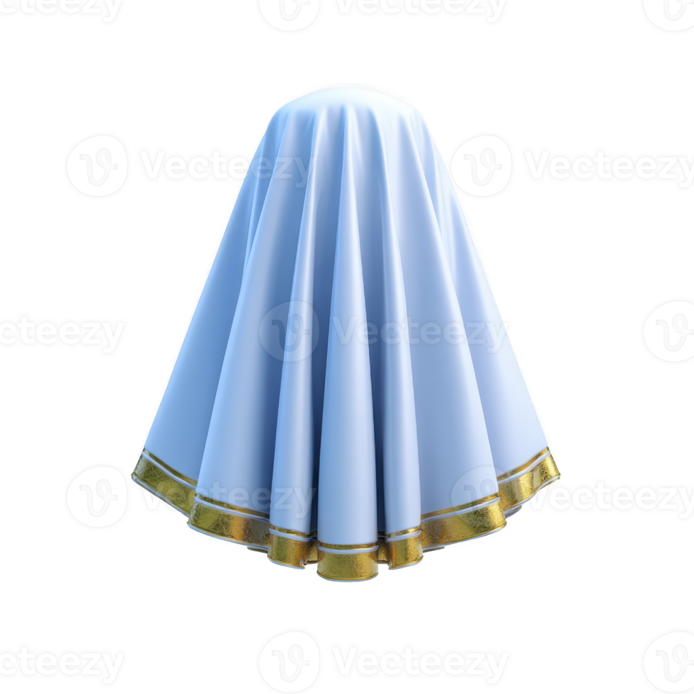 Light blue fabric with gold trimmed edge is elegantly draped, creating smooth, flowing appearance. fabric soft texture and gentle folds suggest sense of luxury and sophistication png