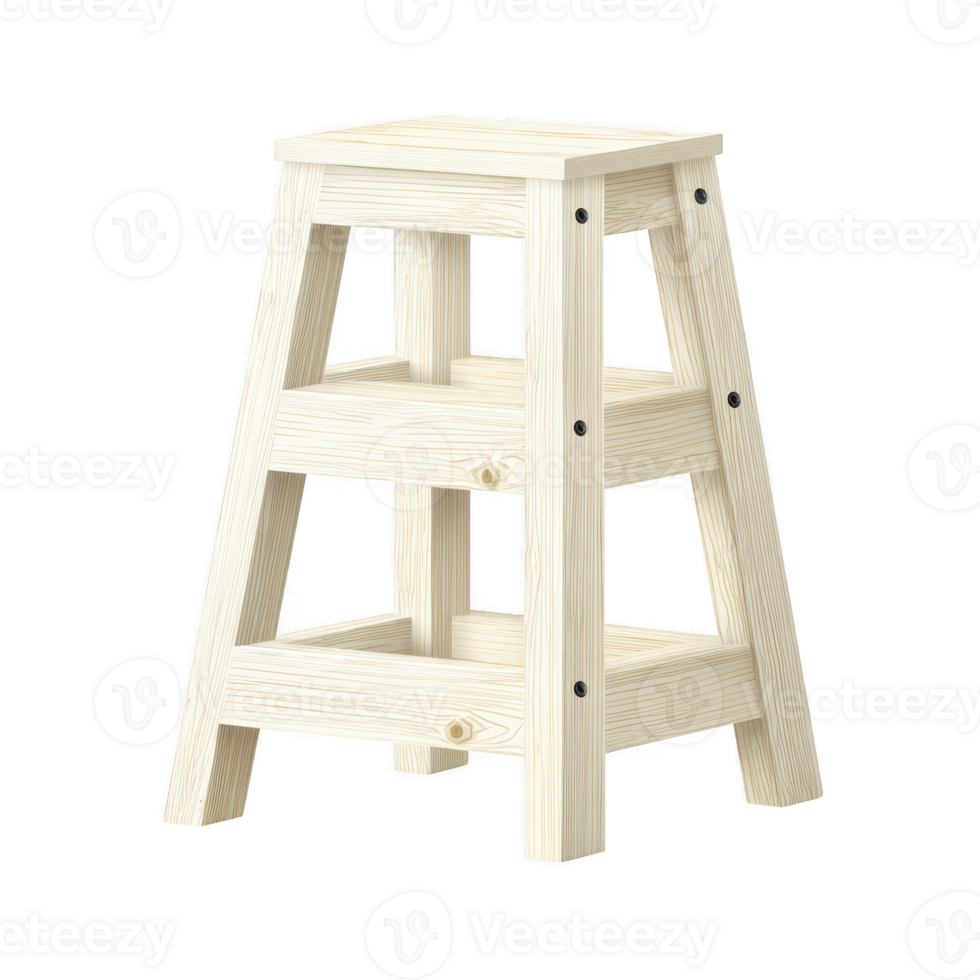 Wooden step stool with natural finish, featuring two steps and sturdy design. Ideal for reaching high places in homes or offices, this compact stool is both functional and stylish png