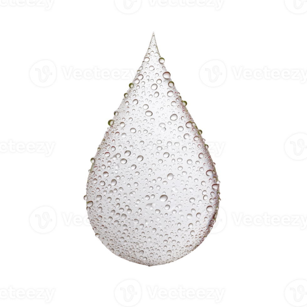 Large water droplet with numerous smaller droplets on its surface, isolated on transparency background, creating refreshing and clean visual effect png